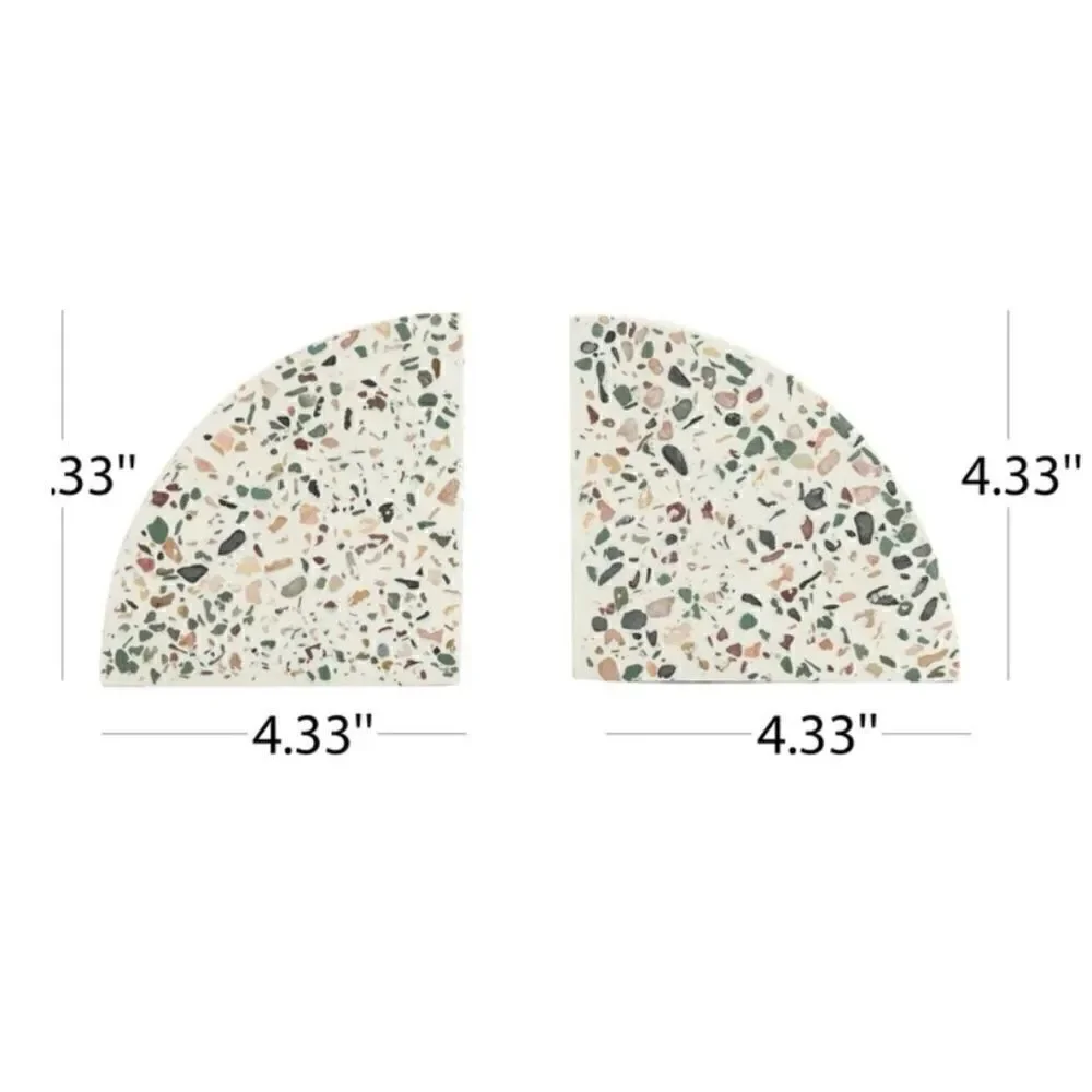 West Elm Modern Terrazzo Cement Arched Bookends / NEW